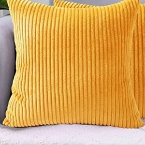 LHKIS Throw Pillow Cover (1) Corduroy Farmhouse 18"L x 18"W